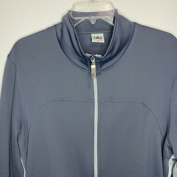 ALO Mens Medium Gray Cool Fit Shirt Jacket Full Zip Front Mock Neck Sports EUC - Picture 2 of 7
